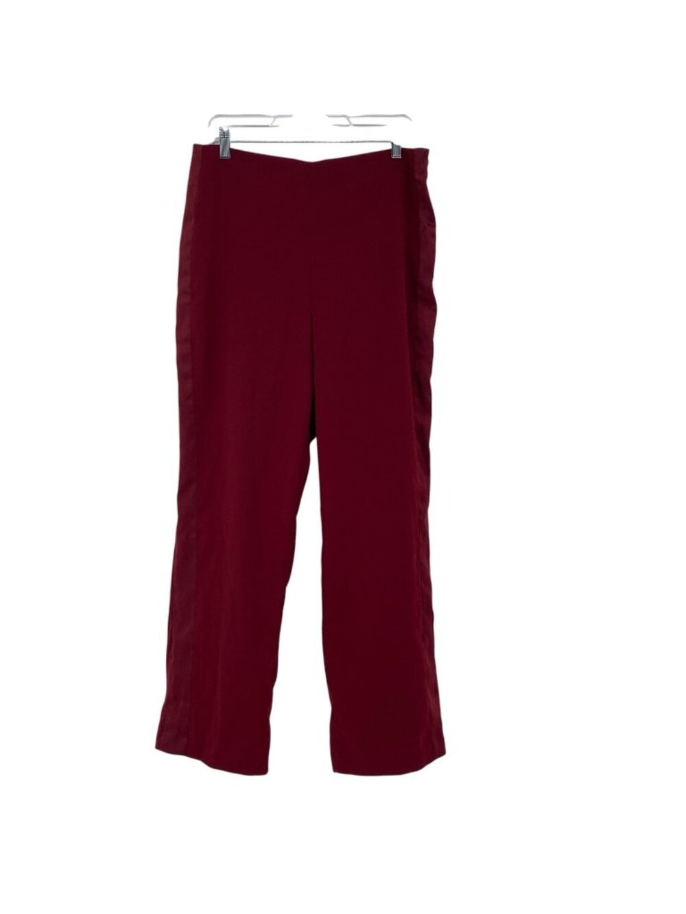 Chico’s Black Label Maroon Satin Pants Size 12 Wide Leg Wine Color NEW